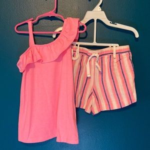 Carters one shoulder tank & shorts outfit sz 7